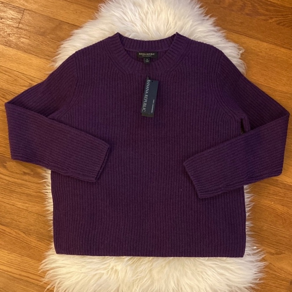 Banana Republic Cashmere Lucia Ribbed Fisherman Knit Sweater